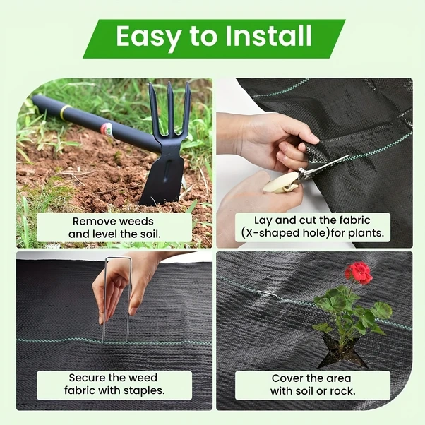 Gateesat 1 Rulo 3x50ft Ağır Hizmet Yabani Ot Önleyici Uv Dayanıklı Bahçe Kumaşı