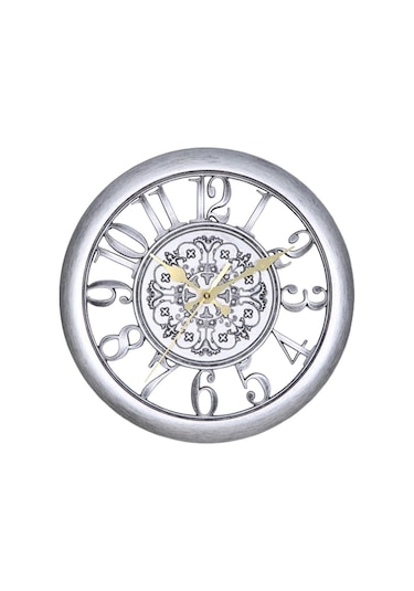Suntek Ofis Ev İçin 11" Dekoratif Retro Duvar Saati Gümüş
