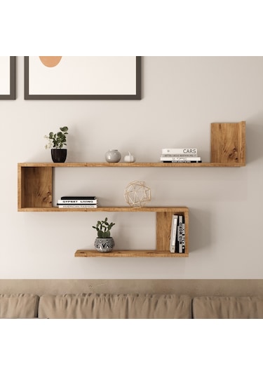 Yurudesign Shelf R10 Modern Duvar Rafı Kitaplık Atlantik Çam