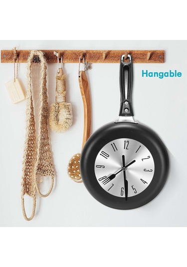 8 İnç Tava Tasarımlı Duvar Saati Mutfak Metal Saati, Temalı Benzersiz Duvar Saati, Ev İçin Fmy Diğer