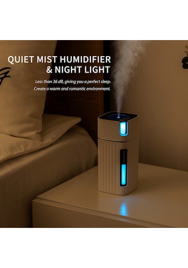 Leezsing 300 Ml Araba Buharlı Nemlendirici Taşınabilir Renkli Gece Lambası Sessiz Nemlendirici Uçucu Yağ Difüzör Serin Masaüstü Usb Powered