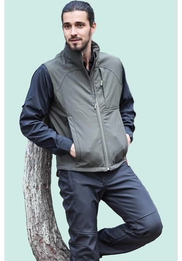 Softshell Yelek Erkek Rüzgar Geçirmez Su İtici Nefes Alabilir Fy82 Fiyort Kenai Outdoor Haki