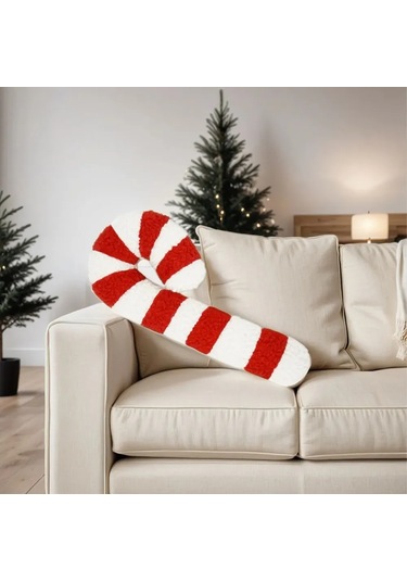Şeker Kamışı Peluş Oyuncak, Rahat Yastık, Şirin Noel Kanepe Dekorasyonu Kırmızı