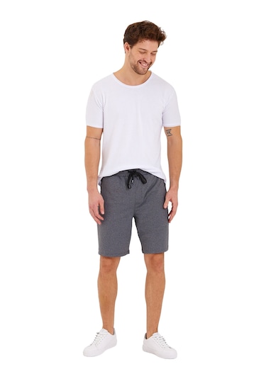 Adams Erkek Reflektör Logo Regular Fit Cepli Spor Şort Gri