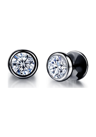 Siyah Op Retro Yuvarlak Küpe