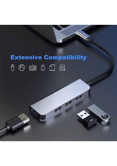 Type C 4 Port Usb 3.0 Hub Usb C Çoklayıcı Alüminyum Gövde