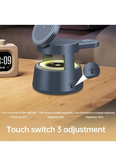 Xuweiwei Metal Gri 4lü 1 Arada Katlanabilir Kablosuz Sarj Cihazi Ve Kilif Hizli Sarj Istasyonu İphone İwatch Uyumlu