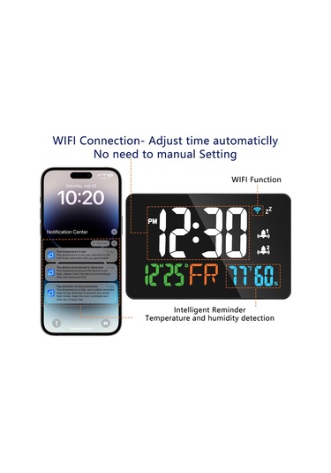 Tuya Wifi Masaüstü Saat Takvimi Dijital Led Ekranlı E25604w