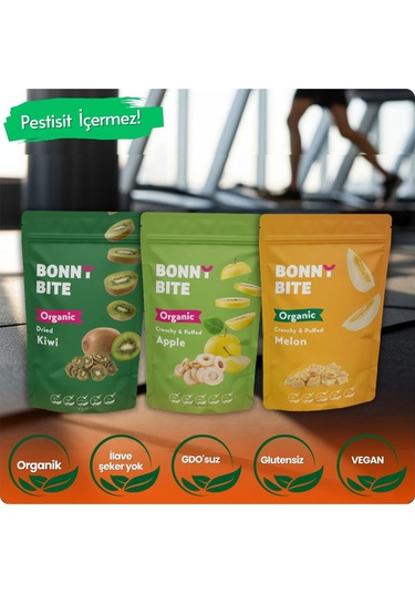 Kurutulmuş Organik Kivi, Elma & Çıtır Kavun 3'lü Paketi Diğer
