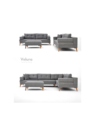 Zeri Modüler Yataklı 3 Adet Üçlü Kanepe & 3'lü Koltuk 3+3+3 - Koyu Kahve - 169 Koyu Kahve