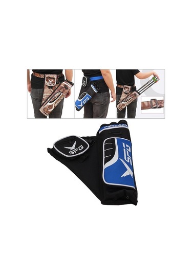 Pazly Suntek Okçuluk Ok Sadak 3 Tüplü Bel Kalça Çanta Kemer Mavi