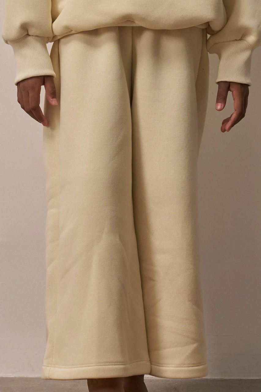 Krem Wide Leg Eşofman Altı Krem