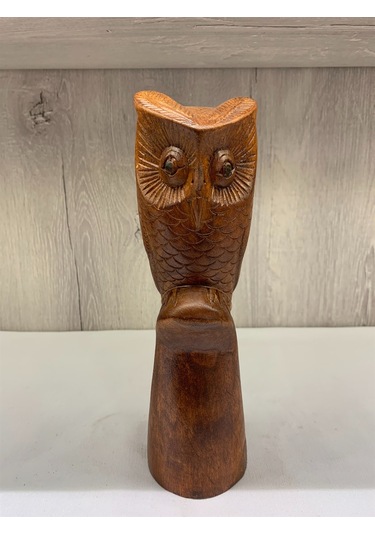 El Yapımı Ahşap Oymalı Baykuş (22 Cm)