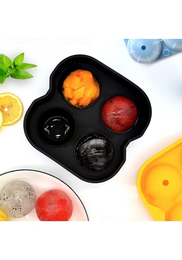 Ranyeek Gıda Grubu Silikon Buz Topu Makinası 4 Lü Küçük Boy - Mavi & Sarı 2 Adet 4-6 Saatte Hızlı Buz Şekillendirici Kahve İçecekleri İçin Çok Renkli