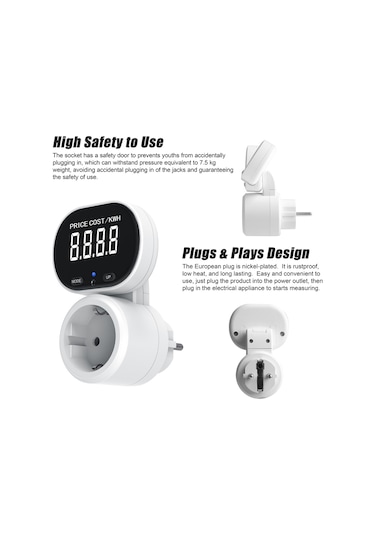 Kosona 45 Dönebilen Ekranlı Akıllı Enerji Ölçer Priz - 230v Avrupa Modeli