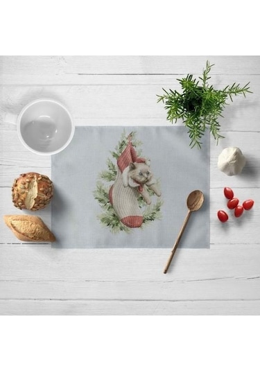 Noel Servis Altlığı Uygun Keten Mat Şenlikli Ev Dekorasyonu İçin Dayanıklı Şık Şeffaf Baskı Masası N Diğer