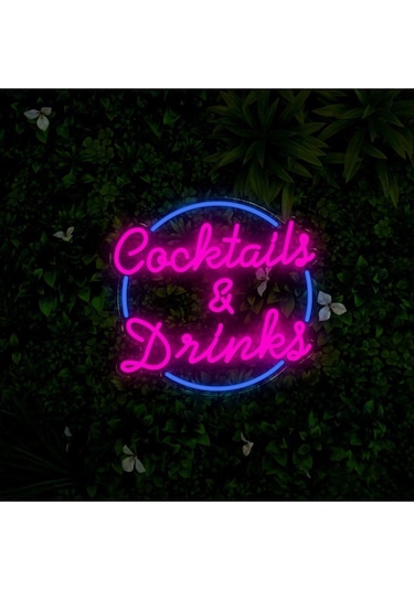 Twins Led Cocktails & Drinks Yazılı Ve Şekilli Neon Tabela Mavi Model:model:66723366 Mavi