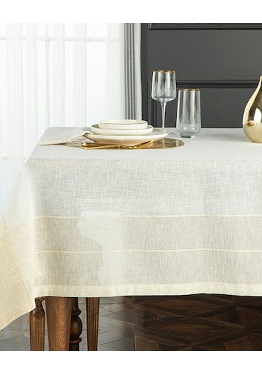 English Home Luxe Keten Look Masa Örtüsü 150x200 Cm Bej Bej