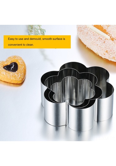 Ximistore9 430 Çelik 3'lü Kalıp Seti: Kurabiye, Pasta Ve Yumurta Şekillendirici - Çiçek, Kare, Kalp, Daire, Beşgen Şekilleri Diğer