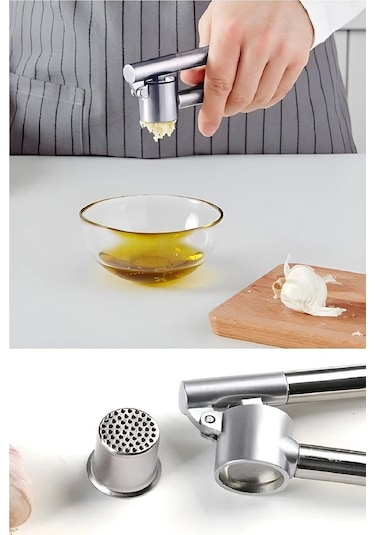 Sarımsak Ezici Konics Yuvarlak Paslanmaz Çelik Ezme Aparatı Presi