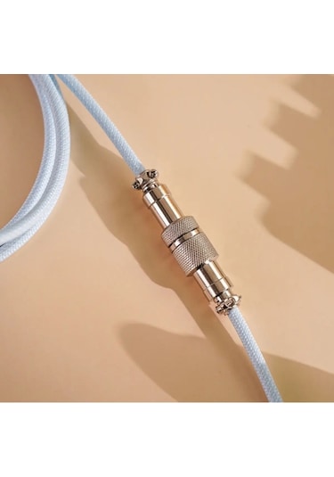 Mekanik Klavyeler İle Uyumlu Coiled Cable- Örgülü Sarmal Type-c Klavye Kablosu Black