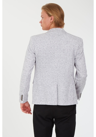 Sposo 5106 Dar Kalıp Yarım Astarlı Ekru Erkek Blazer Ceket Ekru