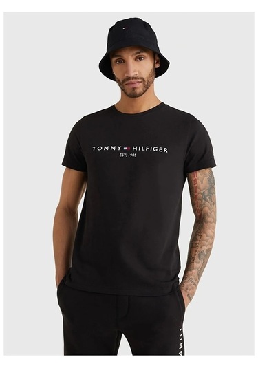 Tommy Hilfiger Sıfır Yaka Erkek T-shirt Siyah