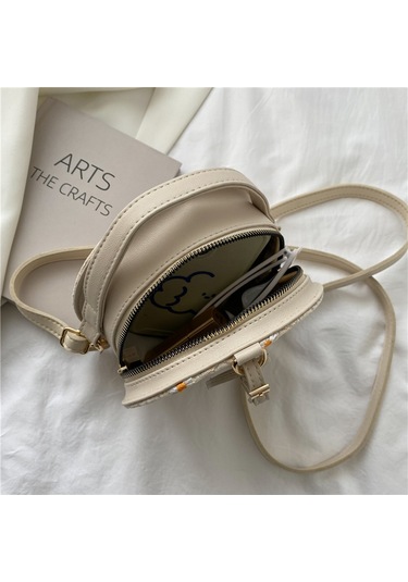 Haki Yazlık Hasır Çanta Kadın Yeni Şık Çok Yönlü Omuz Çantası Plaj Küçük Yuvarlak Çanta Haki Diğer