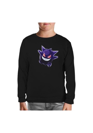 Pokemon Go - Gengar Siyah Çocuk Sweatshirt