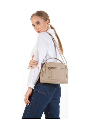 Kadın Günlük Siyah Vizon Omuz Çantası 2 Adet Siyah - Vizon