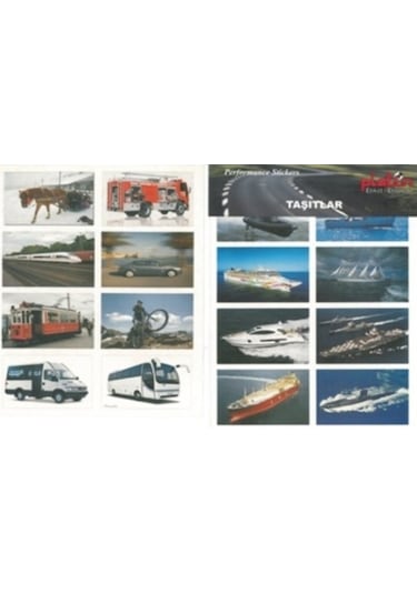Taşıtlar Sticker Çıkartma 8 Yaprak 64 resim 4x6 cm lik