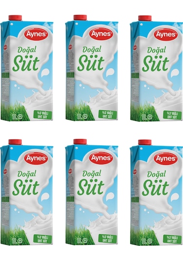 Aynes %3 Yağlı Süt 1 Lt X 6 Adet