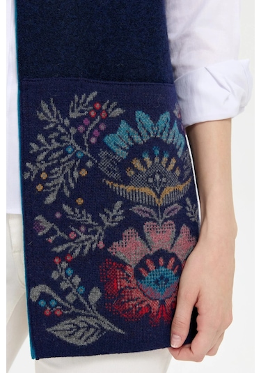 Desen Triko Kadın Triko Önü Açık Araboy Yün Yelek 24076 Y.a. Lacivert Y.a. Lacivert