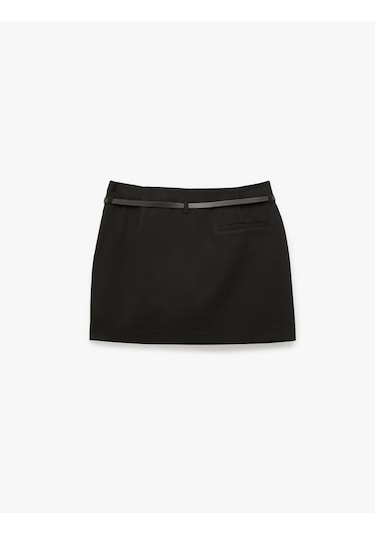 Koton Standart Bel Kemerli Şortlu Mini Etek Siyah 6sak40119pw Siyah