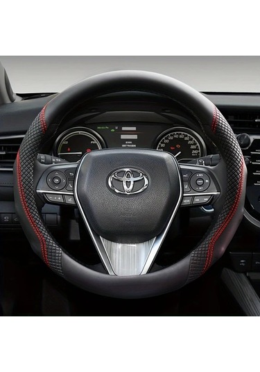 Chuangyinshop For Toyota Uyumlu 803 Black And Red Pu Deri Direksiyon Kılıfı Anti Kaygan Nefes Alabilir Spor Tasarım 803-siyah Ve Kırmızı