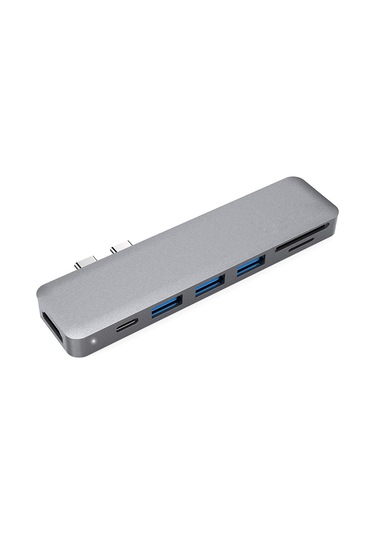 Springsun Alüminyum Alaşımlı 7'si 1 Arada Çoklu Bağlantı Noktalı Hub, Çift Usb-c Bağlantı Noktası, 4k Video Hd Çıkış Bağlantı