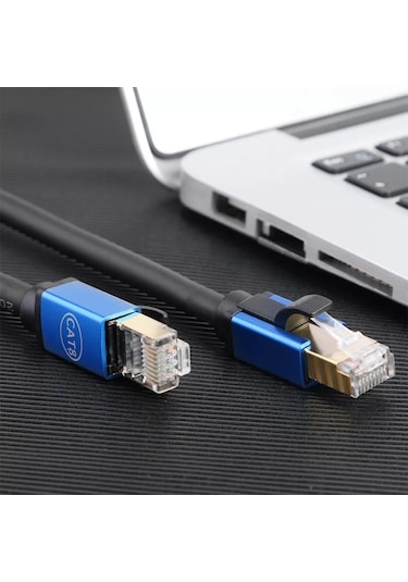 Ayt Cat8 Ethernet Rj45 Ethernet 1 Metre Kablo 40 Gbps Hız Destekli İnternet Kablosu Jack Soketli Hazır Kablo