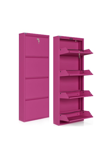 Ceha Kilitli 4'lü Metal Ayakkabılık Pembe - K.AYK-4 /AB4010/KL Pembe