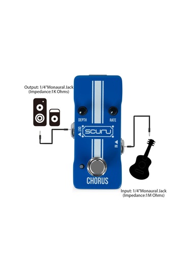 Ruicoo Gitar Harmonik Pedalı Scuru Vs704 - Gerçek Bypass, Alüminyum Kasa, 6.35mm Giriş/çıkış, Mavi Renk