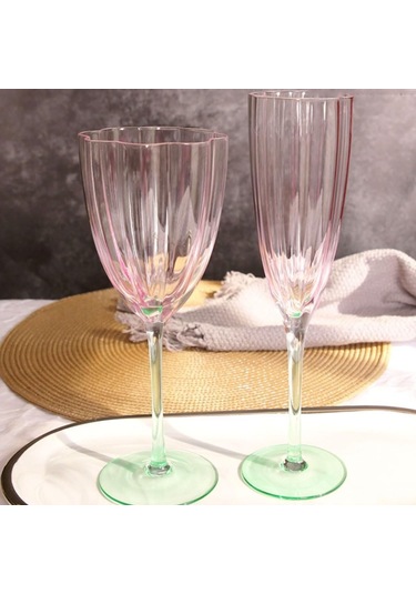 Vintage Gözlükler Açık Cam Kokteyl Gözlükleri Uzun Köklü Yaratıcı Şampanya Gözlükleri