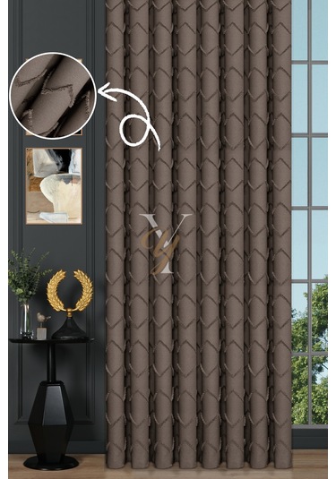 Jakar Kesme Fon Perde Ezgi V-6013 Kahve Kahverengi