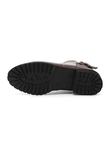 Gönderi R Kahve Floter Fermuarlı Kauçuk Taban Hakiki Deri Bot Kahve