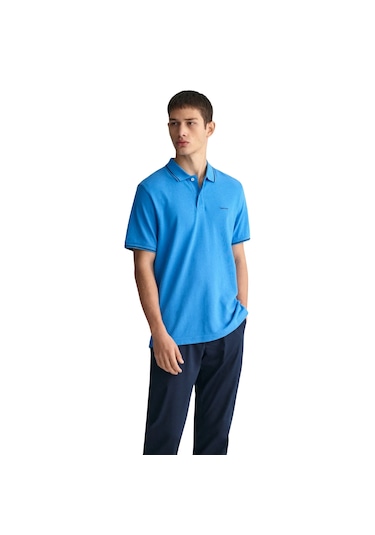 Gant Erkek Pike Polo T-shirt Regular Fit Açık Mavi - Mavi