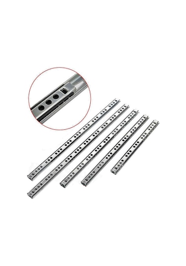 Aletçantam 17mm Teleskopik İnce Çekmece Rayı  - 31cm (2 parça set Gri