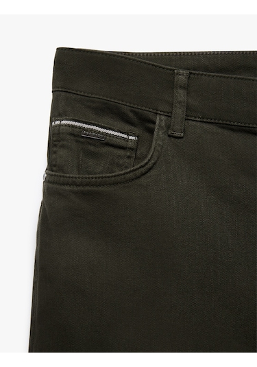Koton Normal Bel Düğmeli Pamuklu Cep Detaylı Gabardin Pantolon Haki 6wam40063hw Haki