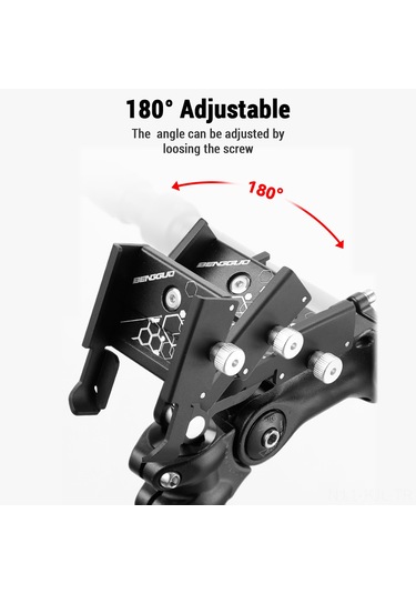 Gajeena Bisiklet Telefon Tutucu Alüminyum 360 Derece Döner 180 Derece Ayar Özelliği Dağ Bisikleti Uyumlu Sürüş Aleti Siyah
