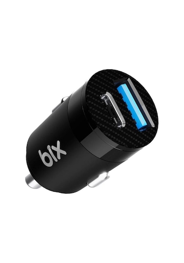 Bix 65w Type-c Pd 3.0 Ve Usb-a Çift Portlu Araç İçi Hızlı Şarj Cihazı Siyah