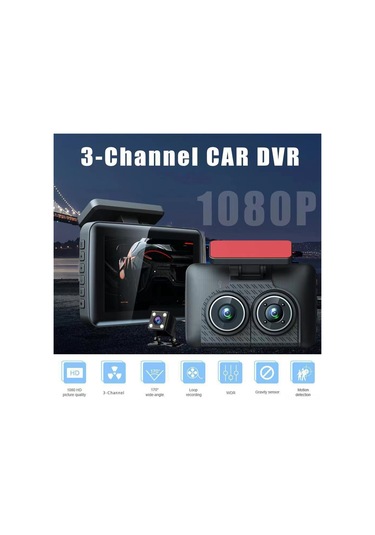 Wezone Üç Kameralı Araç İçi Kaydedici 1080p - Ön+iç+arka Görüntü, Entegre Park Monitörü, Ir Gece Görüşü Ve Çarpma Koruma Sistemi