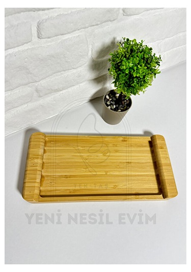 Doğal Bambu Sunum Tepsisi Servis Tabağı, Çok Amaçlı Ahşap Tepsi 28x13 Cm Bambu