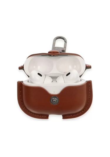 Newface Apple Airpods Uyumlu Pro 2 2.nesil Çanta Deri Kılıf - Taba